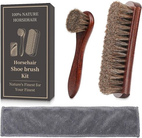 4PCS 100% Horse Hair Brush for Leather Shoe Brush Cleaning Boot Care Horse Hair Brush for Polishing Shining Buffing Dauber Applicator Suede Brush Professional Shoe Shine Brush for Cloth Car Seat Bag in Saudi Arabia