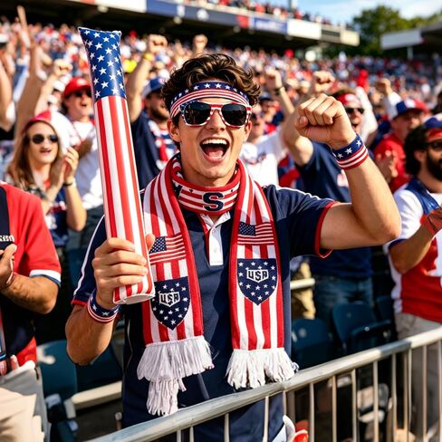 2026 World Soccer Sport Cup USA Fan Gear Kit, 10pcs Patriotic Soccer Fan Accessories for Game Day & Watch Party - with USA Team Flag, Scarf, Headband, Wristbands, Sunglasses, Clapper, Cheering Sticks in Saudi Arabia