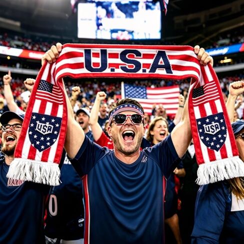 2026 World Soccer Sport Cup USA Fan Gear Kit, 10pcs Patriotic Soccer Fan Accessories for Game Day & Watch Party - with USA Team Flag, Scarf, Headband, Wristbands, Sunglasses, Clapper, Cheering Sticks in Saudi Arabia