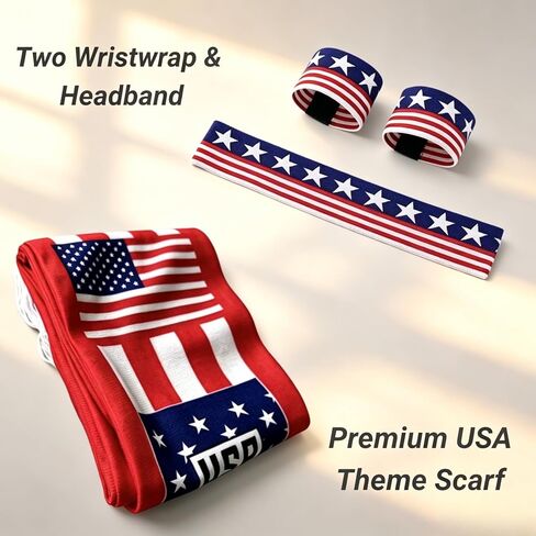 2026 World Soccer Sport Cup USA Fan Gear Kit, 10pcs Patriotic Soccer Fan Accessories for Game Day & Watch Party - with USA Team Flag, Scarf, Headband, Wristbands, Sunglasses, Clapper, Cheering Sticks in Saudi Arabia