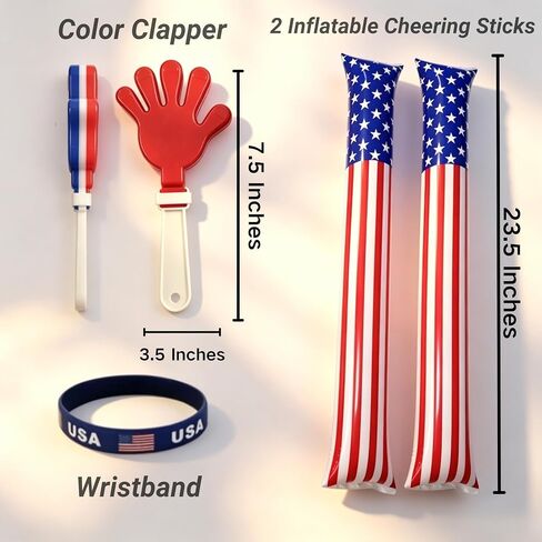 2026 World Soccer Sport Cup USA Fan Gear Kit, 10pcs Patriotic Soccer Fan Accessories for Game Day & Watch Party - with USA Team Flag, Scarf, Headband, Wristbands, Sunglasses, Clapper, Cheering Sticks in Saudi Arabia