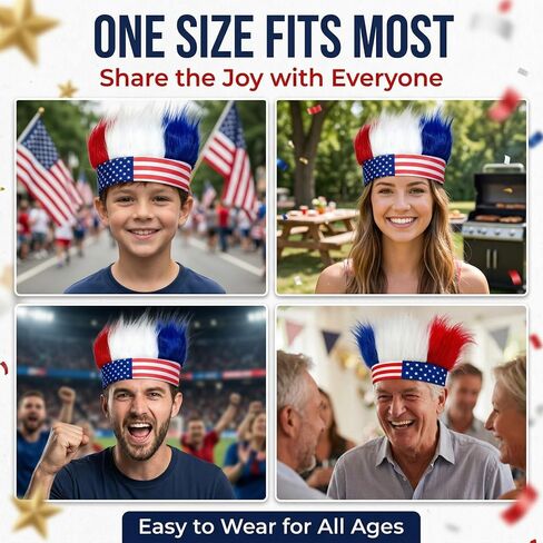 USA 250th Anniversary Merchandise,4th of July Costume Accessories Headband,Red White and Blue Patriotic American Flag Hat Headwear,with for Soccer Team, World Cup, Party in Saudi Arabia