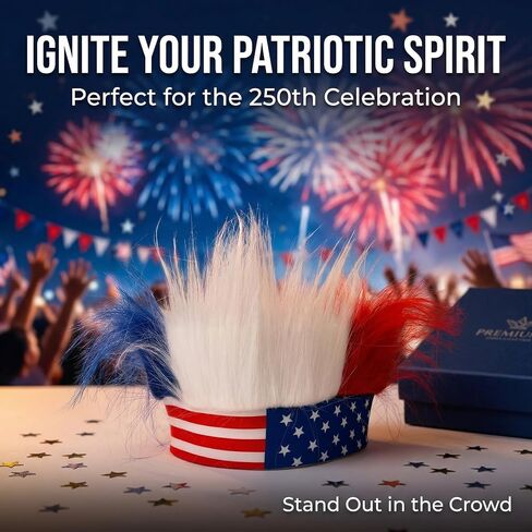 USA 250th Anniversary Merchandise,4th of July Costume Accessories Headband,Red White and Blue Patriotic American Flag Hat Headwear,with for Soccer Team, World Cup, Party in Saudi Arabia
