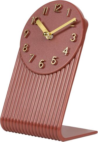 La Crosse Clock 437-3015BR Grooves Quartz Analog Tabletop Clock - Brick Red in Kuwait