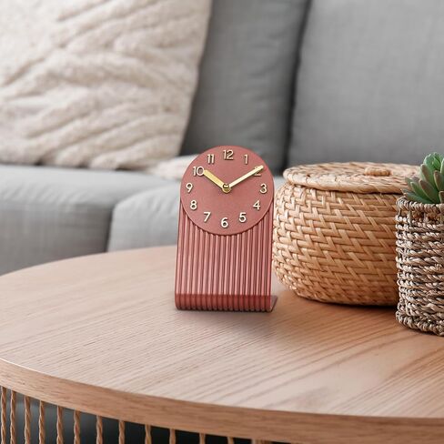 La Crosse Clock 437-3015BR Grooves Quartz Analog Tabletop Clock - Brick Red in Kuwait
