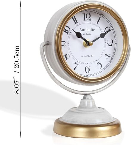 Vintage Retro Metal Desk Clock | Antique Mantel Clock, Living Room, Bedroom, Fireplace Mantel, Desktop, Shelf Decoration, Indoor Home Decor in Saudi Arabia