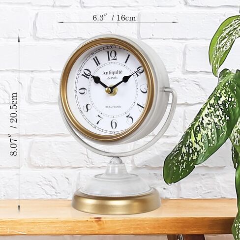 Vintage Retro Metal Desk Clock | Antique Mantel Clock, Living Room, Bedroom, Fireplace Mantel, Desktop, Shelf Decoration, Indoor Home Decor in Saudi Arabia