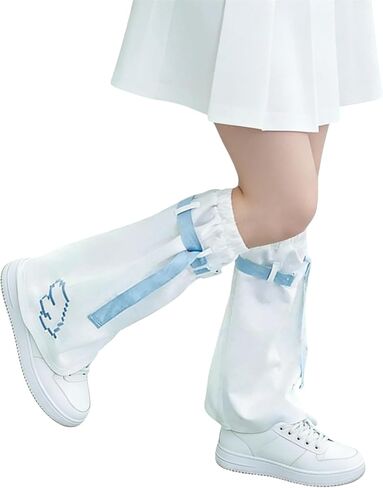 Y2K Flare Long Leg Warmers for Women - Graphic Buckle Stretchy Goth Cyber Punk Summer Dance Legwarmers in Saudi Arabia