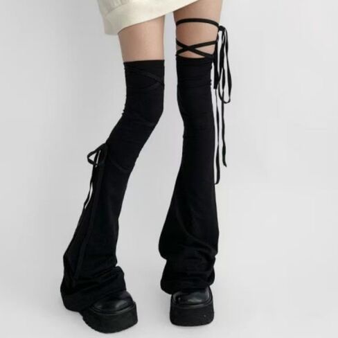 1 Pair Subcultural Style Over-the-Knee Leg Sleeve Women Solid Color Cotton Leg Warmer Street Style Socks Cover, 68cm in Kuwait