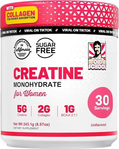 Old School Labs Creatine for Women – Post-Workout Supplement with 5000mg Creatine Monohydrate Powder, 2000mg Collagen & BCAA 2:1:1 for Strength Support & Recovery – Unflavored - 8.57 Ounce (Pack of 1) in Saudi Arabia