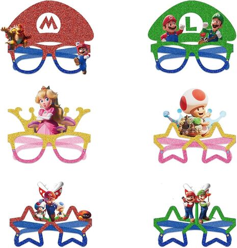 12Pcs Mario Party Set, Party Decorative Glasses, Cosplay Decorative Glasses, Suitable for Witch Mario Group Birthday Parties, Children's Birthday Party Gifts in Saudi Arabia