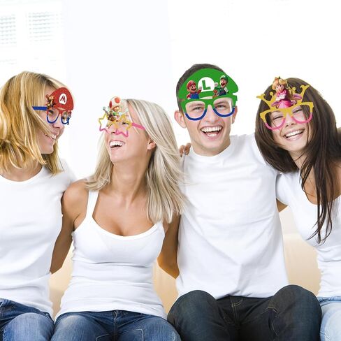 12Pcs Mario Party Set, Party Decorative Glasses, Cosplay Decorative Glasses, Suitable for Witch Mario Group Birthday Parties, Children's Birthday Party Gifts in Saudi Arabia