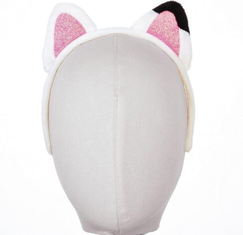 عصابة رأس DDazzling Girls Cat Ears مع لمعان وردي، قماش أبيض ناعم قابل للتمدد، إكسسوارات أزياء كرتونية للحفلات، للأعمار من 3 سنوات فما فوق (أبيض وردي أسود) in Kuwait