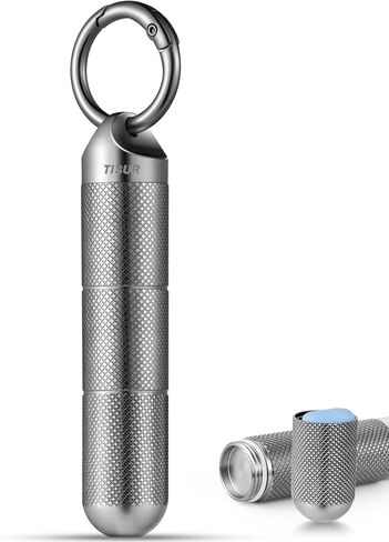 TISUR Titanium Keychain Pill Holder Small Metal Pill Case, Pill Organizer Portable Waterproof Pill Container, Travel Pill Bottle Box for Purse (Tiny-0.39inch) in Kuwait