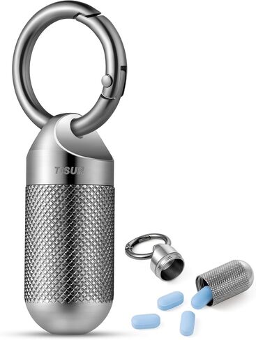 TISUR Titanium Keychain Pill Holder Small Metal Pill Case, Pill Organizer Portable Waterproof Pill Container, Travel Pill Bottle Box for Purse (Tiny-0.39inch) in Saudi Arabia