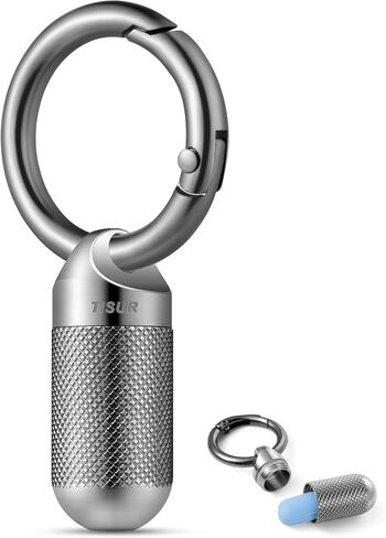 TISUR Titanium Keychain Pill Holder Small Metal Pill Case, Pill Organizer Portable Waterproof Pill Container, Travel Pill Bottle Box for Purse (Tiny-0.39inch) in Saudi Arabia