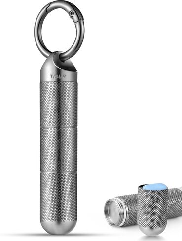 TISUR Titanium Keychain Pill Holder Small Metal Pill Case, Pill Organizer Portable Waterproof Pill Container, Travel Pill Bottle Box for Purse (Tiny-0.39inch) in Saudi Arabia