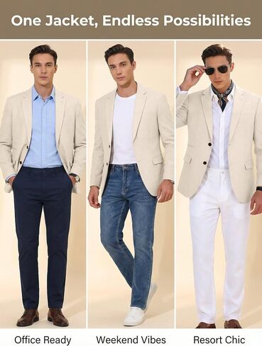 Mens Suits Linen Casual Blazer Lightweight Linen Sport Coat Two Button Men Suit Jacket for Wedding Prom Party in Saudi Arabia