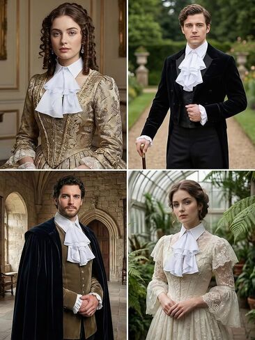Victorian Colonial Jabot Collar Costume Medieval Gothic Detachable Ruffled Fake Collar Victorian Accessories in Saudi Arabia