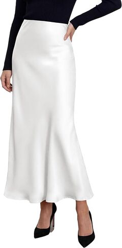 PRETTYGARDEN تنانير نسائية طويلة موضة خريف 2026 من PRETTYGARDEN، تنانير طويلة عصرية من الحرير والساتان بخصر عالٍ، ملابس غير رسمية للعمل بتصميم حورية البحر in Kuwait