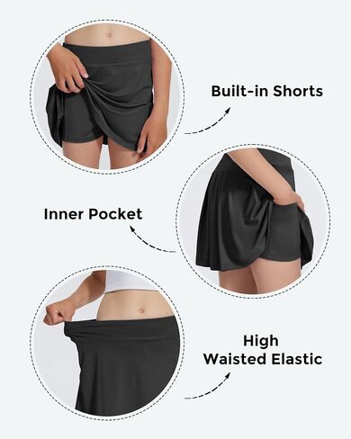 Girls Tennis Skirts with Inner Shorts & Pockets High Waisted Golf Skirt Athletic Running Pleated Skort 5-14 Years in Saudi Arabia