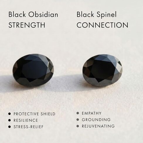 Moon Magic Authentic Black Obsidian Rings for Women | Real Natural Onyx, Labradorite Gem Stone Rings | 925 Sterling Silver | 18k Rose and Yellow Gold Black Crystal Rings | Genuine Gemstone Jewelry in Saudi Arabia
