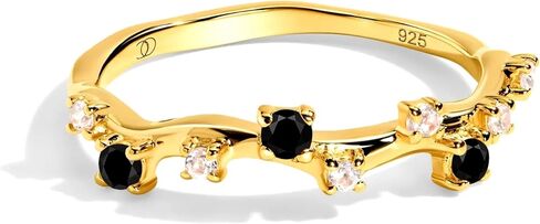 Moon Magic Authentic Black Obsidian Rings for Women | Real Natural Onyx, Labradorite Gem Stone Rings | 925 Sterling Silver | 18k Rose and Yellow Gold Black Crystal Rings | Genuine Gemstone Jewelry in Saudi Arabia