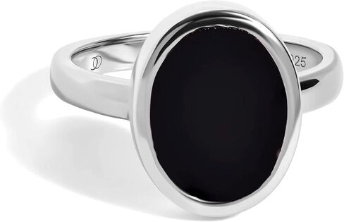 Moon Magic Authentic Black Obsidian Rings for Women | Real Natural Onyx, Labradorite Gem Stone Rings | 925 Sterling Silver | 18k Rose and Yellow Gold Black Crystal Rings | Genuine Gemstone Jewelry in Saudi Arabia