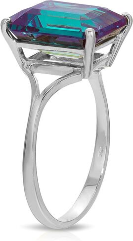 خاتم Galaxy Gold GG 14K من الذهب الأبيض الصلب على شكل مثمن قطع الزمرد اللامع 6.00 قيراط مع تغيير لون الألكسندريت الأصلي in Kuwait
