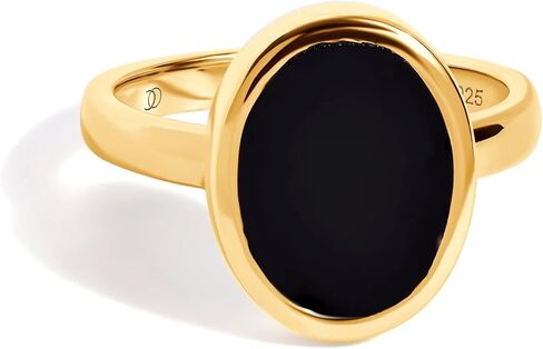 Moon Magic Authentic Black Obsidian Rings for Women | Real Natural Onyx, Labradorite Gem Stone Rings | 925 Sterling Silver | 18k Rose and Yellow Gold Black Crystal Rings | Genuine Gemstone Jewelry in Saudi Arabia
