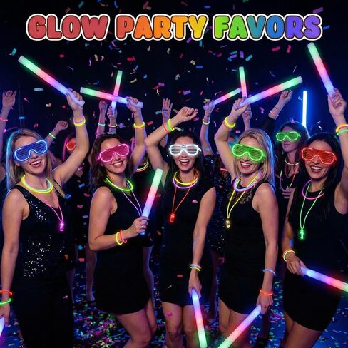 LovesTown 40PCS Light up Glasses Party Favors, 3 Modes LED Glasses, Glow in the Dark Party Supplies Accessories Neon Shutter Shades for Adult/Kids Light up Rave Accessories,Music Festival, Glow Dances in Kuwait