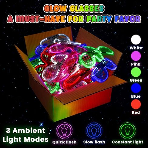 LovesTown 40PCS Light up Glasses Party Favors, 3 Modes LED Glasses, Glow in the Dark Party Supplies Accessories Neon Shutter Shades for Adult/Kids Light up Rave Accessories,Music Festival, Glow Dances in Kuwait