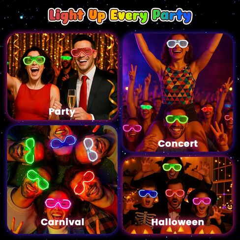 LovesTown 40PCS Light up Glasses Party Favors, 3 Modes LED Glasses, Glow in the Dark Party Supplies Accessories Neon Shutter Shades for Adult/Kids Light up Rave Accessories,Music Festival, Glow Dances in Kuwait