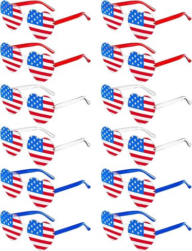 12 Pack Patriotic Sunglasses for Women Men, 4th of July Heart/Star Sunglasses for Independence Day Party Accessories in Saudi Arabia