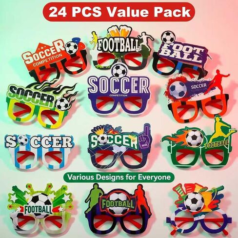 24 Pcs World Cup 2026 Soccer Party Favors 12 Style Novelty Glasses Decorations Sports Eyewear for Soccer Themed Birthday, Tailgate, BBQ, Outdoor Events Multicolor in Saudi Arabia