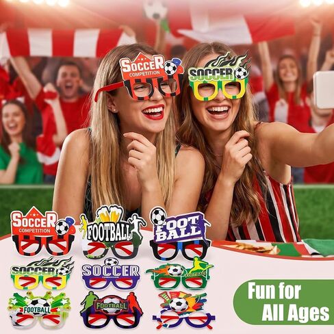 24 Pcs World Cup 2026 Soccer Party Favors 12 Style Novelty Glasses Decorations Sports Eyewear for Soccer Themed Birthday, Tailgate, BBQ, Outdoor Events Multicolor in Saudi Arabia