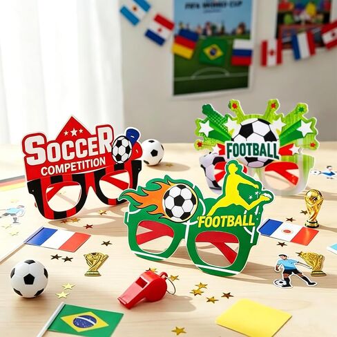 24 Pcs World Cup 2026 Soccer Party Favors 12 Style Novelty Glasses Decorations Sports Eyewear for Soccer Themed Birthday, Tailgate, BBQ, Outdoor Events Multicolor in Saudi Arabia