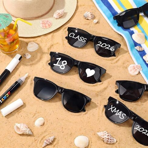 32 Pack Personalized Rectangle Sunglasses with Marker Pens for Adult DIY Birthday Wedding Graduate Custom in Saudi Arabia