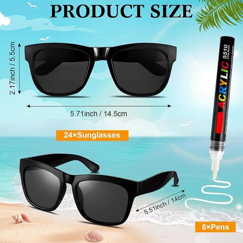 32 Pack Personalized Rectangle Sunglasses with Marker Pens for Adult DIY Birthday Wedding Graduate Custom in Saudi Arabia