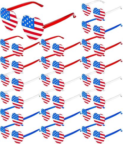 12/20/36 Pack 4th of July Star/Heart Sunglasses, American Flag Patriotic Glasses for Independence Day Party in Saudi Arabia
