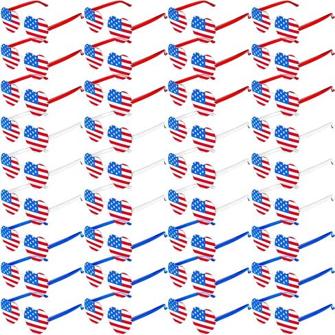 12/20/36 Pack 4th of July Star/Heart Sunglasses, American Flag Patriotic Glasses for Independence Day Party in Kuwait