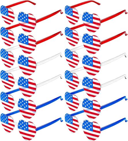 12/20/36 Pack 4th of July Star/Heart Sunglasses, American Flag Patriotic Glasses for Independence Day Party in Kuwait