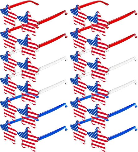 12/20/36 Pack 4th of July Star/Heart Sunglasses, American Flag Patriotic Glasses for Independence Day Party in Kuwait