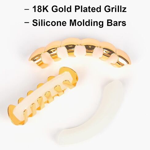 WSD 18K Hip Hop Gold Plated Grillz for Men Grills Teeth for Women Cool Mouth Grill Funny Finish 6 Top Teeth 6 Bottom Tooth Custom Tooth Cap Set in Saudi Arabia