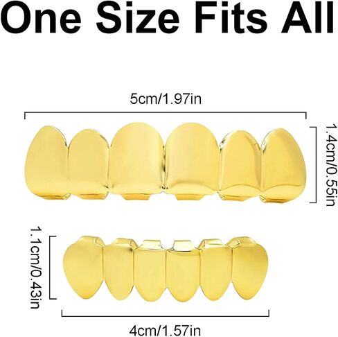 WSD 18K Hip Hop Gold Plated Grillz for Men Grills Teeth for Women Cool Mouth Grill Funny Finish 6 Top Teeth 6 Bottom Tooth Custom Tooth Cap Set in Saudi Arabia