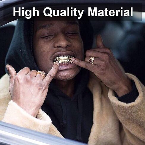 WSD 18K Hip Hop Gold Plated Grillz for Men Grills Teeth for Women Cool Mouth Grill Funny Finish 6 Top Teeth 6 Bottom Tooth Custom Tooth Cap Set in Saudi Arabia
