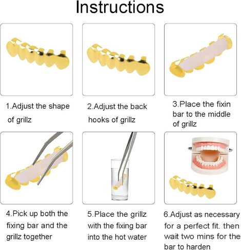 WSD 18K Hip Hop Gold Plated Grillz for Men Grills Teeth for Women Cool Mouth Grill Funny Finish 6 Top Teeth 6 Bottom Tooth Custom Tooth Cap Set in Saudi Arabia