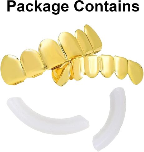 WSD 18K Hip Hop Gold Plated Grillz for Men Grills Teeth for Women Cool Mouth Grill Funny Finish 6 Top Teeth 6 Bottom Tooth Custom Tooth Cap Set in Saudi Arabia