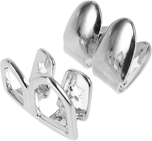 18k Silver Hip Hop Tooth Cap Grill Set, Detachable Metal Rapper Teeth Accessories for Cosplay and Party Wear, Polished Dental Grills Props for Men and Women in Kuwait