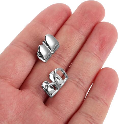 18k Silver Hip Hop Tooth Cap Grill Set, Detachable Metal Rapper Teeth Accessories for Cosplay and Party Wear, Polished Dental Grills Props for Men and Women in Kuwait